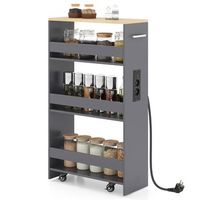 carrito auxiliar con ruedas y estacion de carga costway almacenamiento  475x20x805 cmgrisnatural