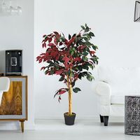 ficus falso planta artificial realistica y decorativa con maceta de cemento para casa oficina sala de espera 120 cm
