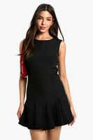vestido mini entallado plisado negro