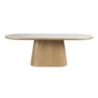 mesa ovalada de roble con tapa de marmol l200