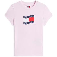 tommy jeans camiseta tjw slim wavy flag t para mujer