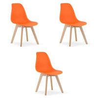 set de 3 silla de comedor polipropileno valora kito asiento ergonomico naranja