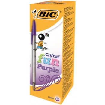 Bic Cristal Fun Ballpoint Pen 0.6mm Line Purple PK20