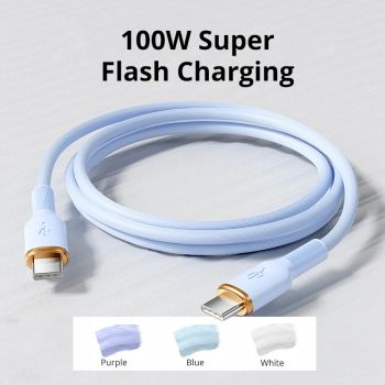 Cable de carga rápida Type-C a Type-C de 100W 6A Super Charge Cable de datos USB-C de silicona para teléfonos Android 1m