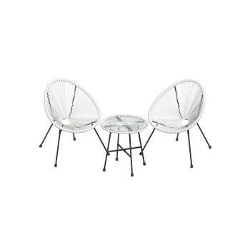 Conjunto de Muebles de Jardín Silla Acapulco Asientos de Exterior, Blanco