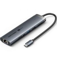 estacion de acoplamiento vention tguhb usb-c 8-en-1 4k 100w gris