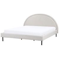 cama minimalista de tela tapiceria poliester somier cabecero semicircular 180 x 200 cm gris claro margut