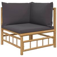 sofa esquinero de jardin  sofa de exterior bambu con cojines gris oscuro