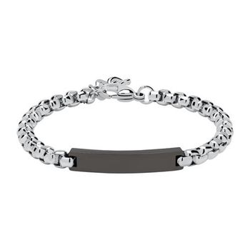 Brazalete grabable de acero inoxidable parcialmente ennegrecido
