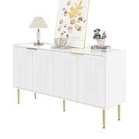 aparador - mueble de almacenamiento para salon - mdf - blanco 140x38x75cm