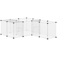 pawhut valla para mascotas diy con 20 paneles parque para animales pequenos jaula modular para cobayas 175x70x45 cm blanco