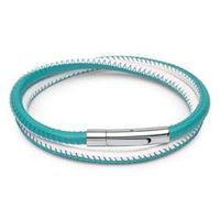 pulsera exclusiva de cuero para mujer turquesa blanca