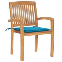 pack 2 uds sillas de jardin  silla de exterior  sillon con cojines madera maciza de teca azul