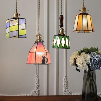 Lámparas Colgantes Tiffany Retro Coloridas, Lámpara Creativa para Restaurante, Lámpara de Techo para Sala de Estar, Lámparas de Araña Sencillas para Dormitorio, Loft