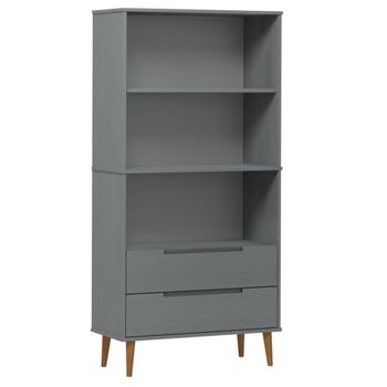 Estantería  librería madera maciza de pino gris 85x35x170,5 cm