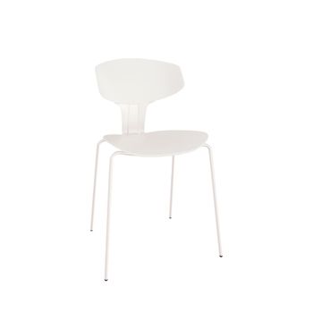 Silla moderna en polipropileno blanco respaldo curvo