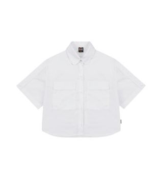 Colmar para mujer. 8429-4ZA Camisa crop blanco (M), Casual, Algodón, Manga corta