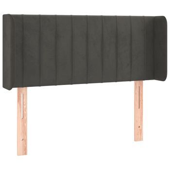 Cabecero Cama Mueble De Dormitorio Con Led De Terciopelo Oscuro 103 X 16 X 78/88 Cm Gris M02_0001558