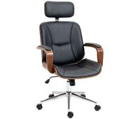 vinsetto silla de oficina ergonomica silla de escritorio giratoria de cuero pu con reposacabezas extraible altura ajustable y funcion de inclinacion 63x62x110-120 cm negro