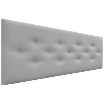 Dhome Cabecero De Polipiel Con 3 Hileras Intercaladas De Botones Cabezal Tapizado Cama Lujo (gris Claro, 135cm)