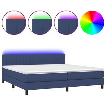 Cama Tapizada 203x200x88 Cm Tejido - Azul