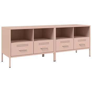 Muebles Para Tv | Mueble De Salón | Gabinete De Tv 2 Unidades Acero Rosa 68x39x50,5 Cm