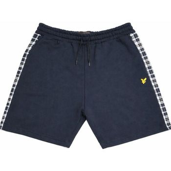 Lyle & Scott Short Check Panelled Sweat Shorts Dark Navy para hombre