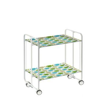 Carrito Auxiliar Plegable Bauhaus Con Ruedas - Armazón Metálico Blanco, 2 Niveles Y 4 Posiciones Ajustables,,67