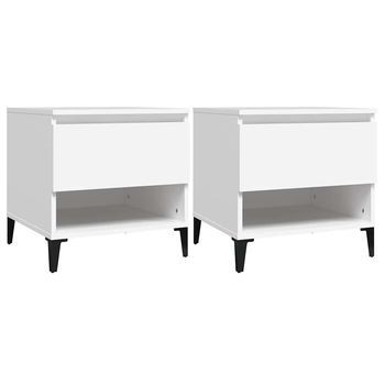 Juego De 2 Mesitas De Noche - Mesillas Madera Contrachapada Blanco 50x46x50 Cm Mc4489