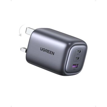 Cargador de Pared Ugreen Nexode Pro 65W 2xUSB-C 1xUSB-A con Cable USB-C Gris