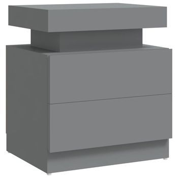 Mesita De Noche | Mesa Auxiliar | Mesilla Madera De Ingeniería Gris 45x35x52 Cm