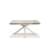 mesa extensible de 160cm a 240cm moderna encimera de ceramica sobre cristal templado marmol calacatta borghini