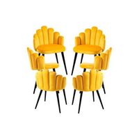 pack 6 sillas hand patas negras terciopelo de terciopelo 774842 cm - amarillo