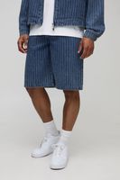 pantalon corto vaquero regular indigo con raya diplomatica azul
