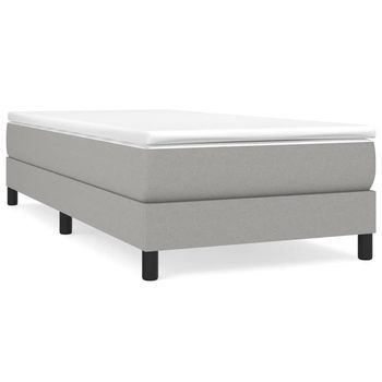 Cama Individual | Cama Para Adultos | Estructura De Cama Box Spring Tela Gris Claro 80x200 Cm