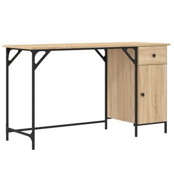 Escritorio Ordenador Madera Ingeniería Roble Sonoma 131x48x75cm Vidaxl