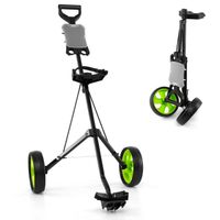 costway carro de golf plegable portatil multifuncional con 2 ruedas y marcador porta sombrilla 69 x 98 x 112 cm