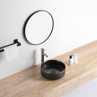 lavabo negro mate borde dorado sobre encimera ceramico mendoza o 36 cm o36 cm