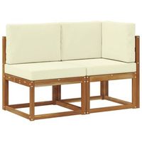 sofa de esquina y centro para exterior 2 pieza natural y crema vidaxl