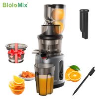 exprimidor de prensa en frio biolomix con conducto de alimentacion de 75 mm extractor de jugo de masticacion lenta con motor potente de 200 w y 40-65 rpm para frutas enteras