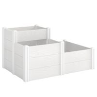 outsunny huerto elevado 3 niveles apilable para jardin con suelo abierto huerto modular montaje diy plastico