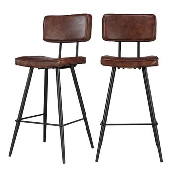 Set de 2 taburetes para isla de cocina de sintético marrón 66 cm