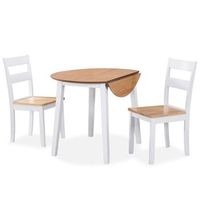 juego de comedor de mdf y madera de caucho 3 piezas blanco vidaxl
