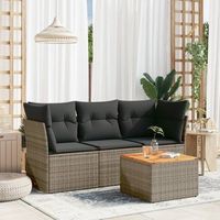 conjunto de sofas de jardin 4 uds  mueble jardin mesa y sillas y cojines ratan sintetico gris cfw537263