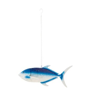 Pez largo colgante de metal azul 59,7 x 8,9 x 86,3 cm