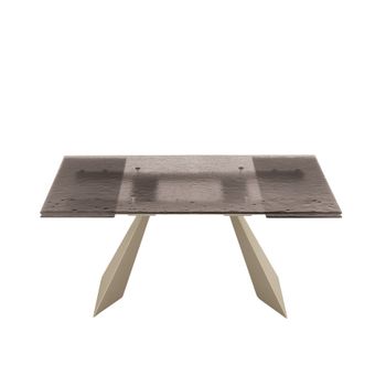 Mesa extensible beige con tapa de cristal marrón cm 160/240x90 75h