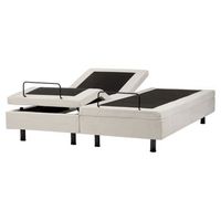 cama articulada electrica moderna mando a distancia ajustable sin cabecero poliester beige claro 160 x 200 cm castellan