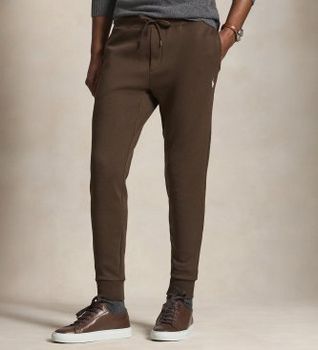 Polo Ralph Lauren para hombre. 710881518504 Pantalón jogger de punto doble marrón (XXL), Casual, Algodón