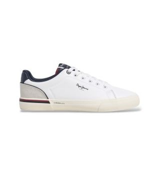 Pepe Jeans para hombre. PMS300011 Zapatillas Kenton Campus blanco (46), Plano, Cordones, Casual