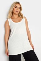 yours top sin mangas blanco con lino mujer curvy y tallas grandes yours